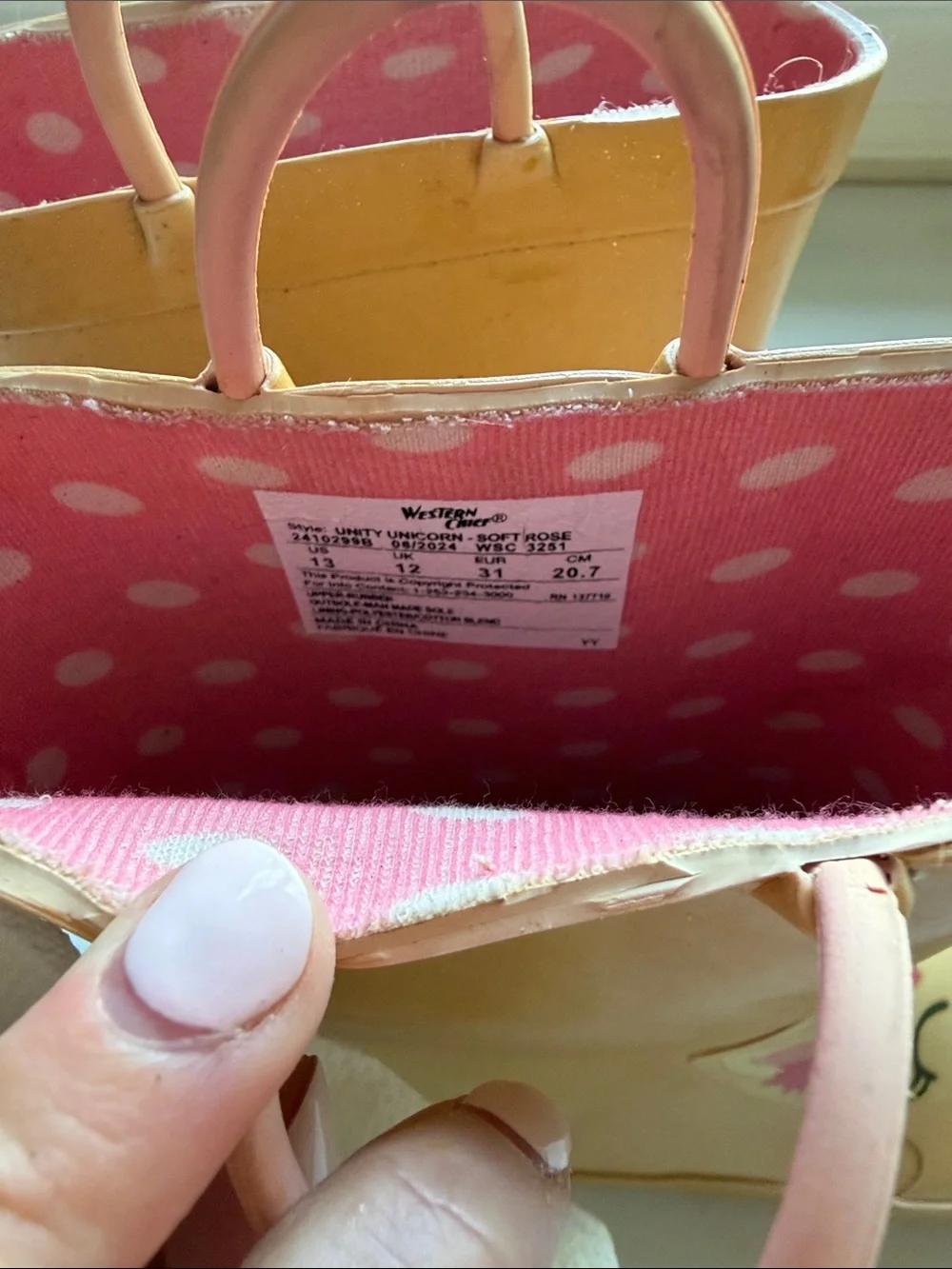 Western Chief Peach and Pink Kids' Unicorn Rain Boots